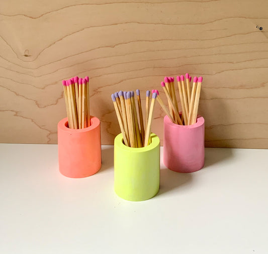 Neon Match stick holder gypsum cement | fluorescent match striker maximalist