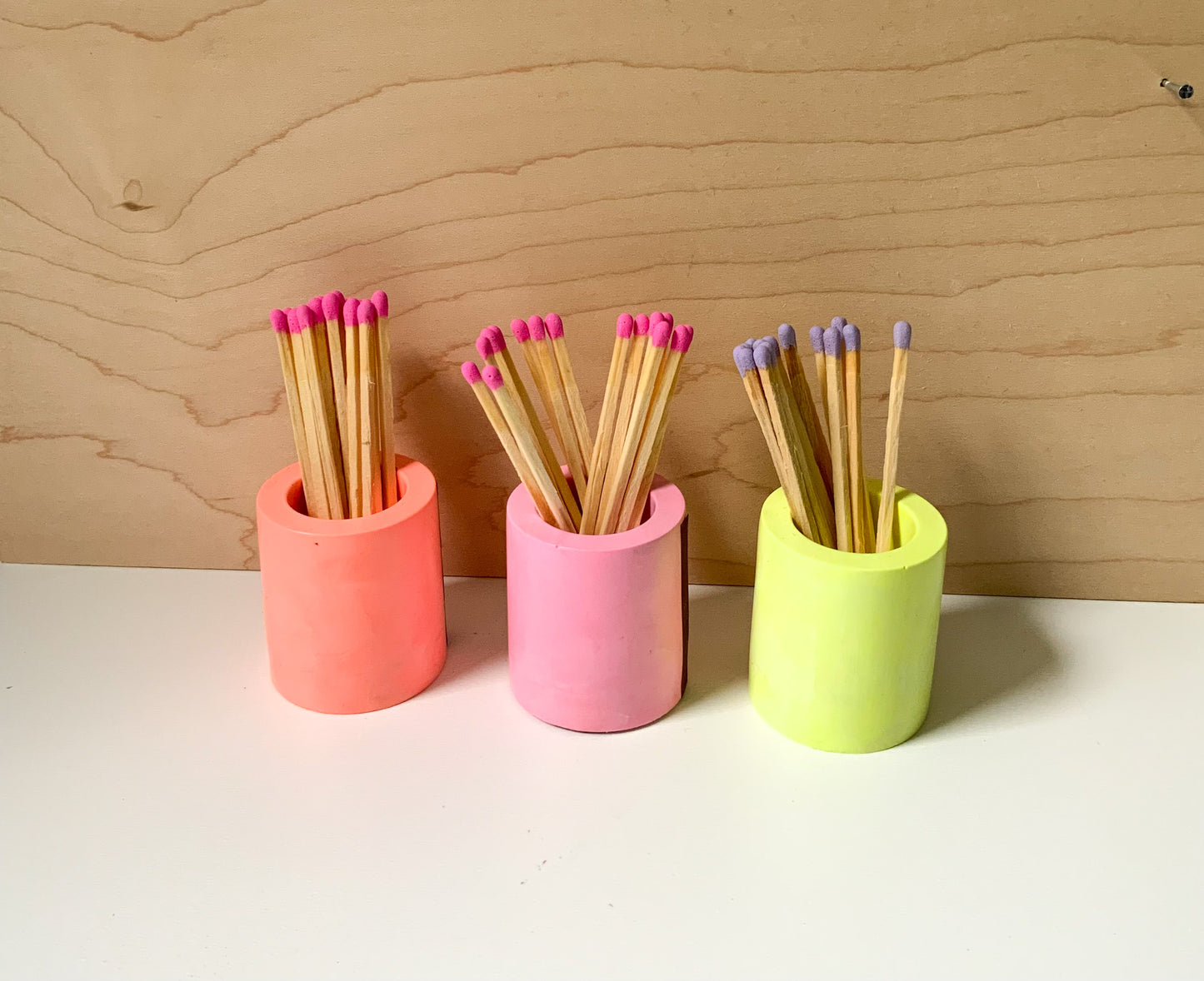 Neon Match stick holder gypsum cement | fluorescent match striker maximalist