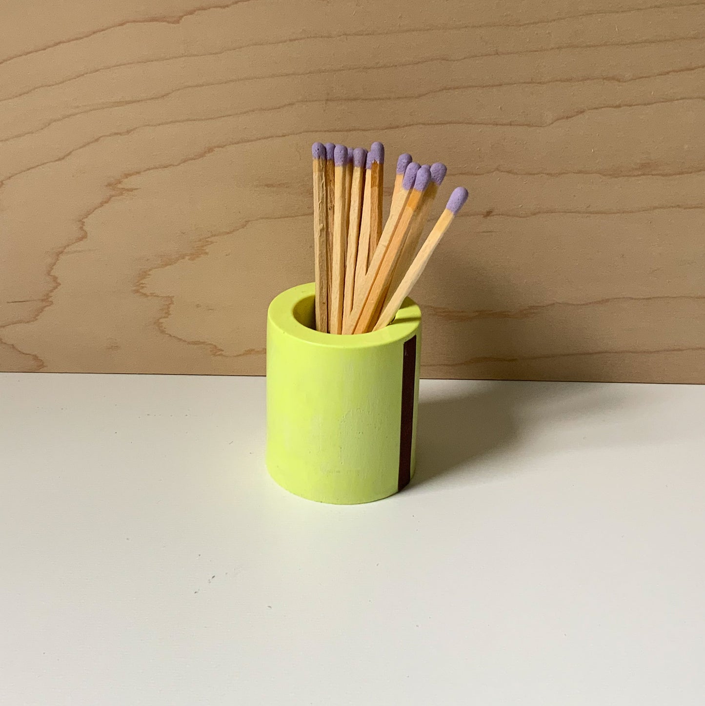 Neon Match stick holder gypsum cement | fluorescent match striker maximalist