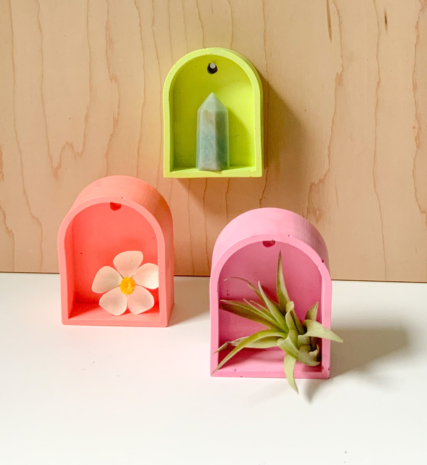 Neon Trinket shelf arch | Curio Nordic shelf | Modern wall decoration | Miniature storage | Arch shelf for wall