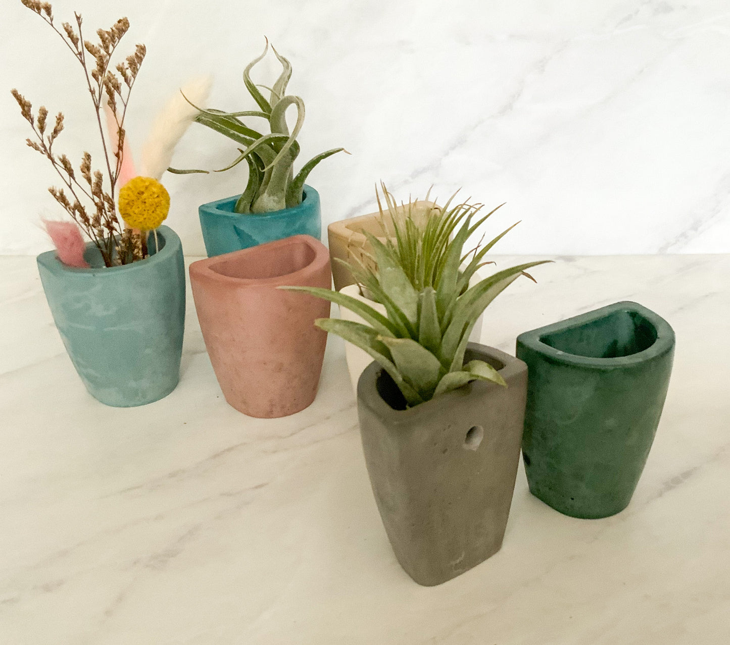 Small Concrete Wall Planter – Minimalist Hanging vase for Air Plants & Dried Flowers