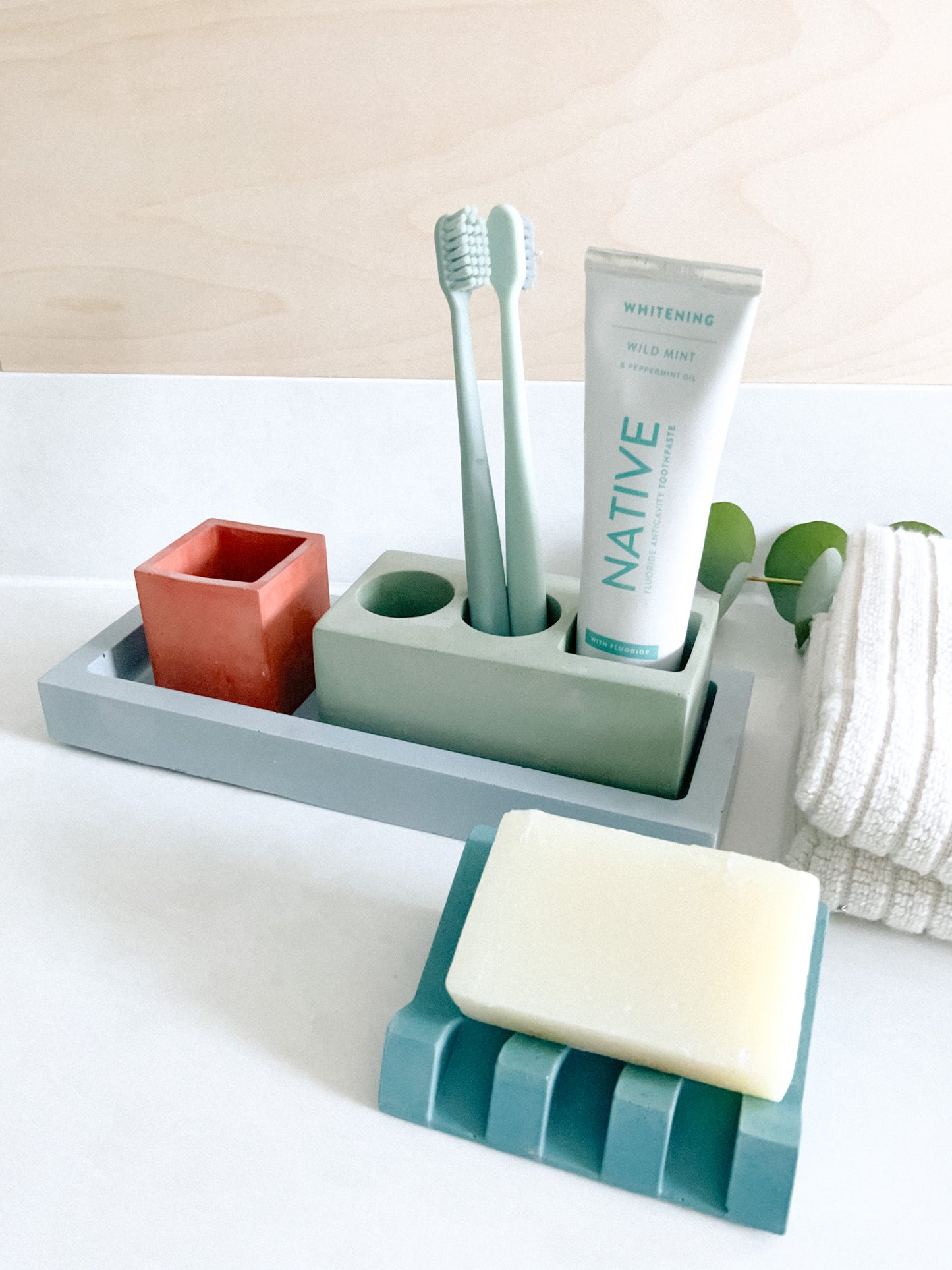 Concrete rectangle Tray Large | Candle or Soap Trivet | Modern Catchall Tray | Bathroom Tray