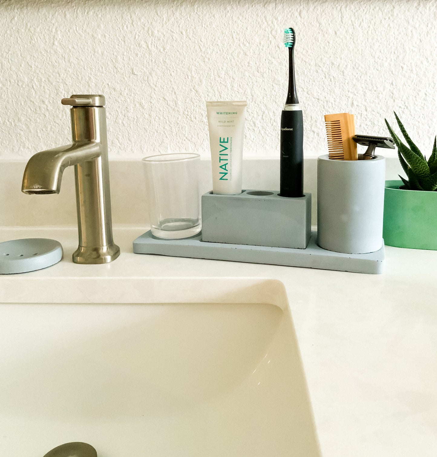Stone Bathroom Organization Set | Minimal concrete decor