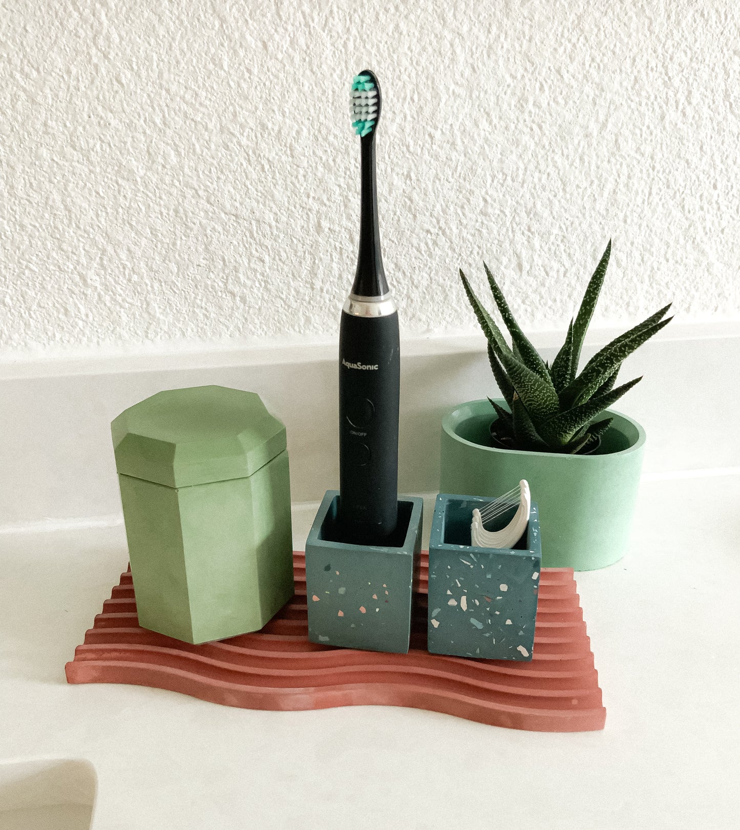 Terrazzo Square Organization Cup | Concrete storage pot | Bathroom accessories | Modern cement home decor