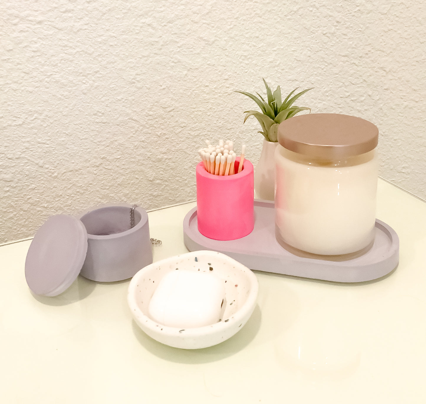 Concrete Oval Tray | candle tray | trinket tray modern