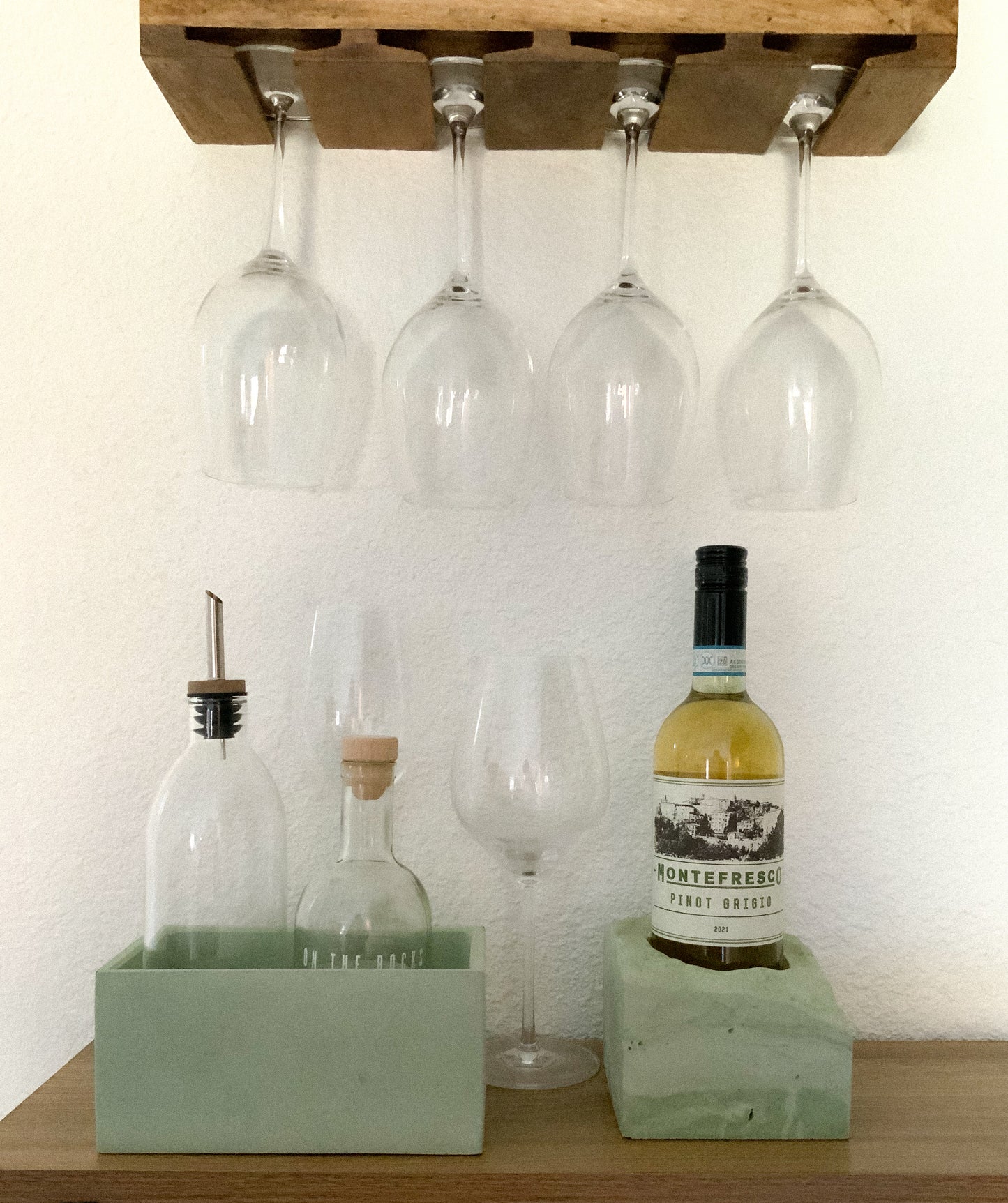Handmade Concrete Wine Bottle Holder - Modern Minimalist Display Stand Kitchen Bar Decor Gift