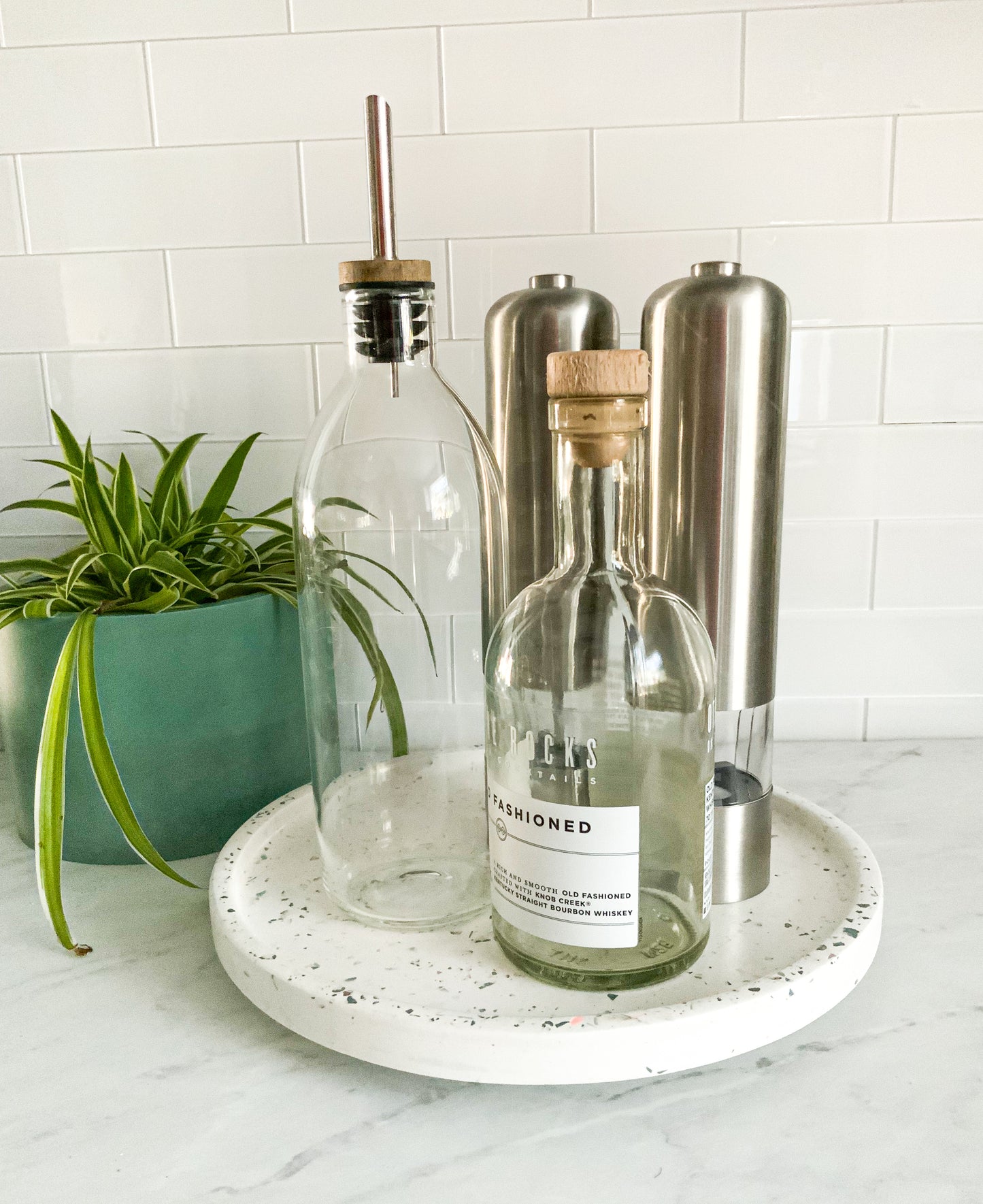 10-inch Terrazzo Cement Lazy Susan: Decorative Spinning Tray for Kitchen, Bathroom & Home Organization