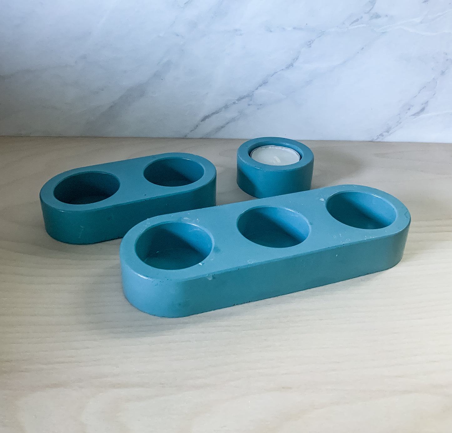 Handmade Concrete Tea Light Holders - Modern Colorful Cement Candle Decor - Set or Single Votive