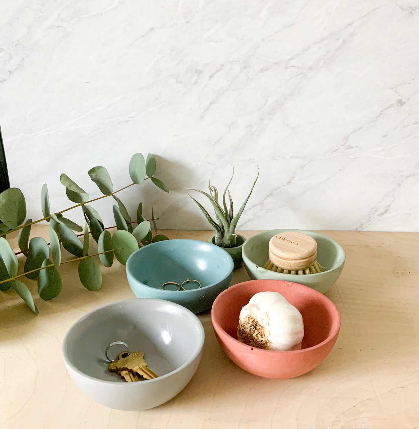 Handmade Concrete Bowl - Kitchen Bathroom Storage Dish Modern Catchall Artisan Home Decor