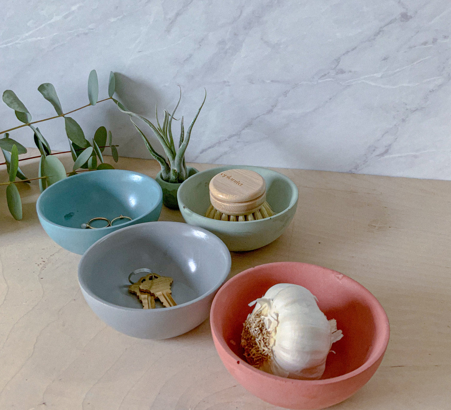 Handmade Concrete Bowl - Kitchen Bathroom Storage Dish Modern Catchall Artisan Home Decor