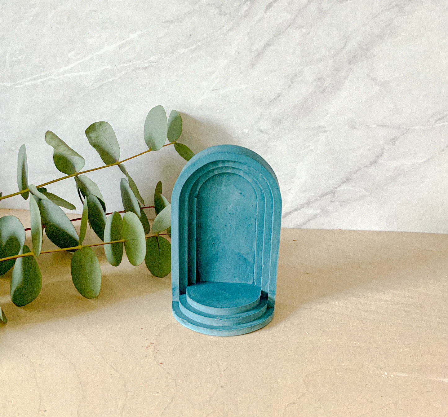 Arch Niche Tea Light Holder - Minimalist Gypsum Cement Wall Shelf
