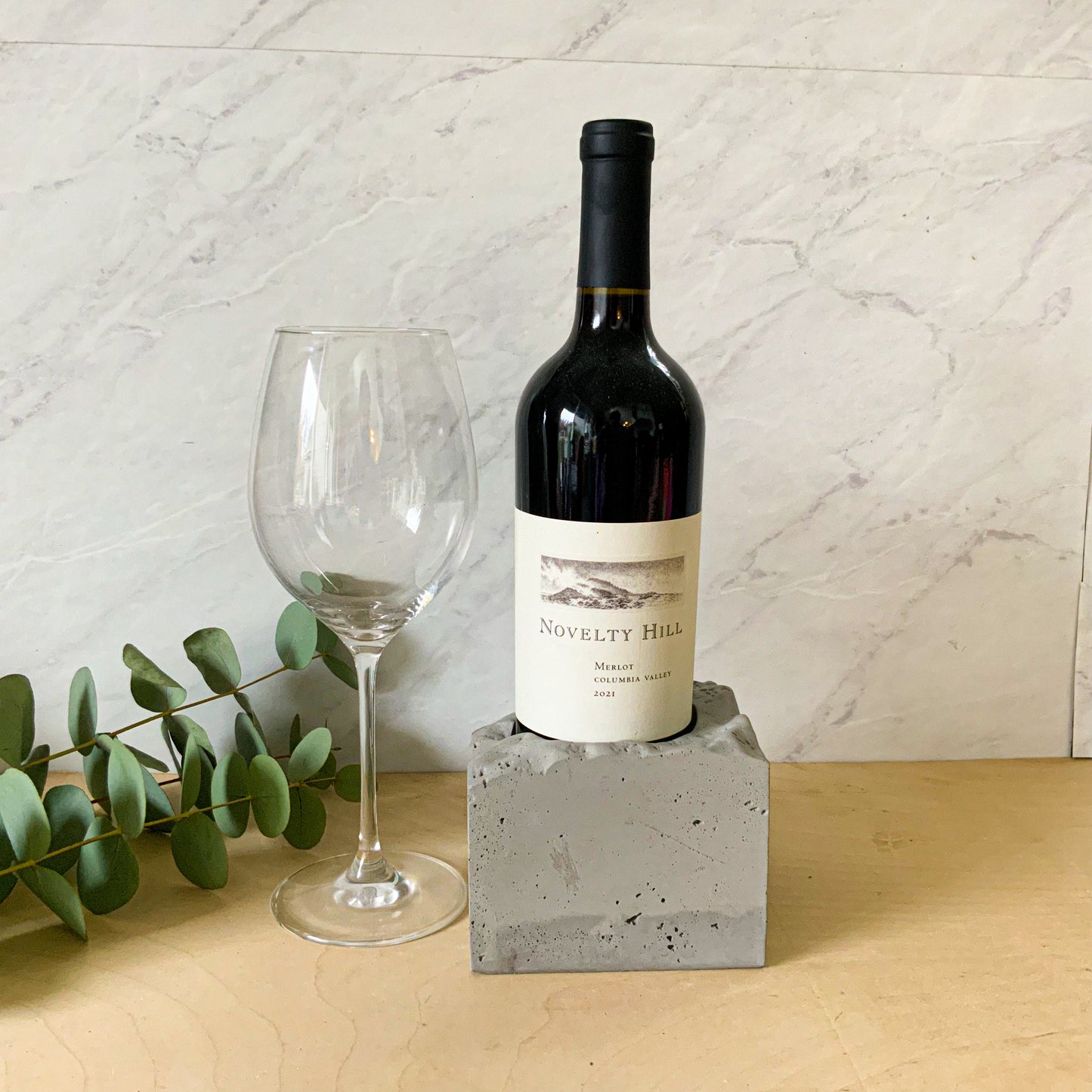 Handmade Concrete Wine Bottle Holder - Modern Minimalist Display Stand Kitchen Bar Decor Gift