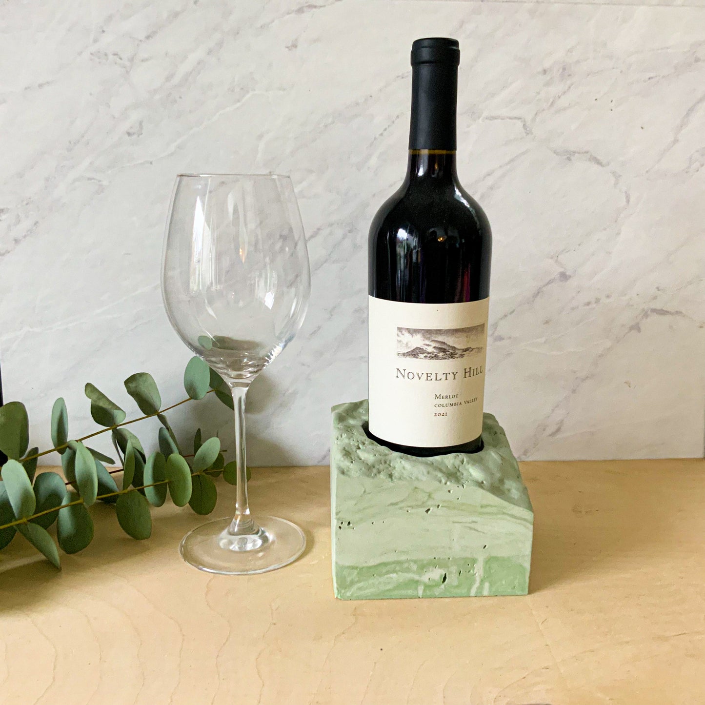 Handmade Concrete Wine Bottle Holder - Modern Minimalist Display Stand Kitchen Bar Decor Gift