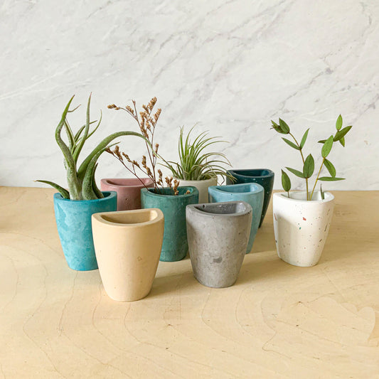 Small Concrete Wall Planter – Minimalist Hanging vase for Air Plants & Dried Flowers