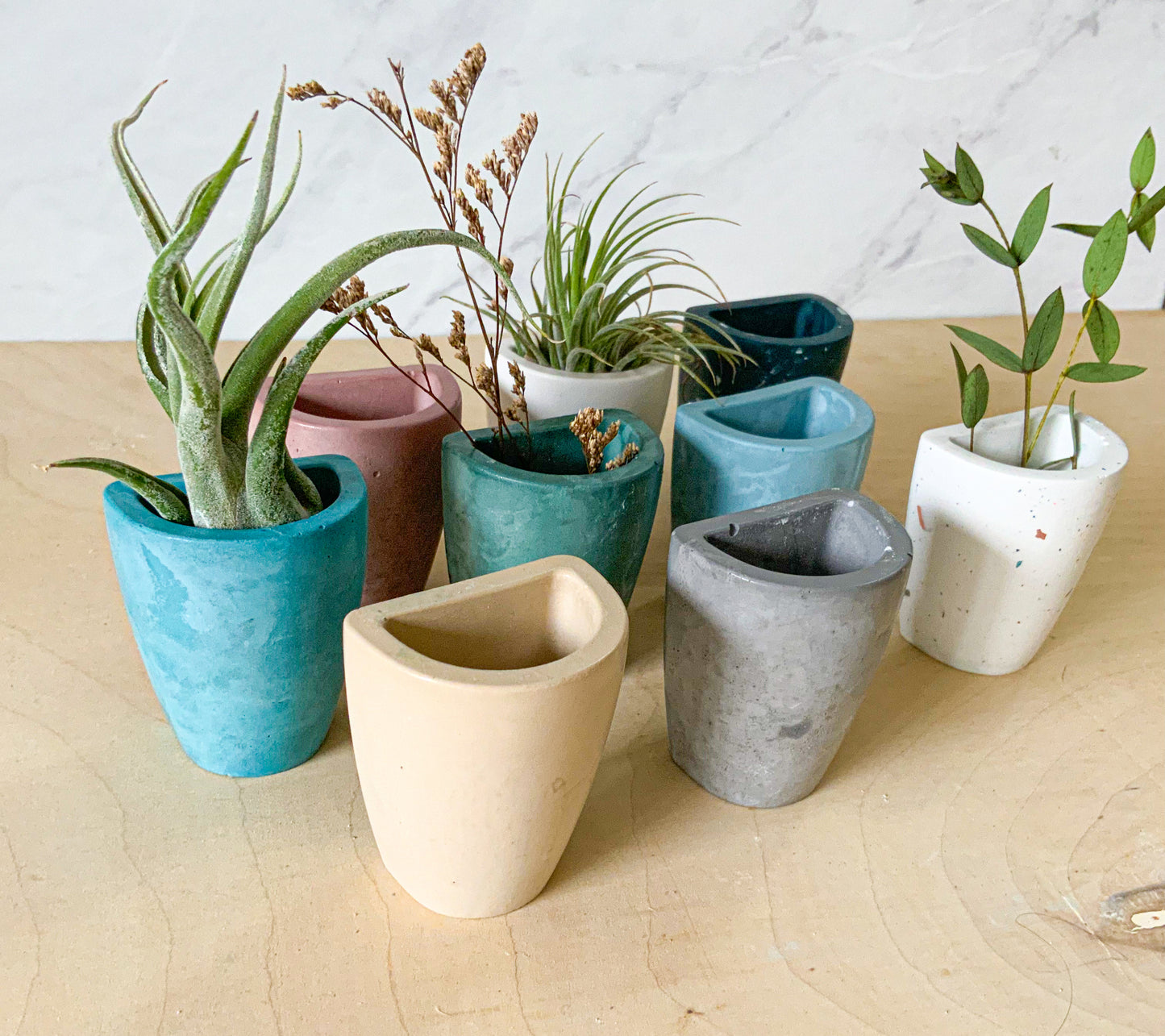 Small Concrete Wall Planter – Minimalist Hanging vase for Air Plants & Dried Flowers