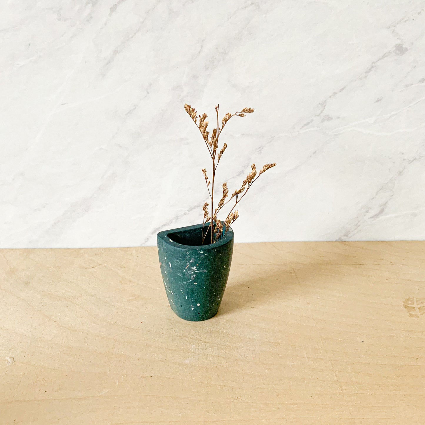 Terrazzo Concrete Wall Vase - Modern Hanging Bud Planter for Dried Flowers - Minimalist Gallery Decor Accent