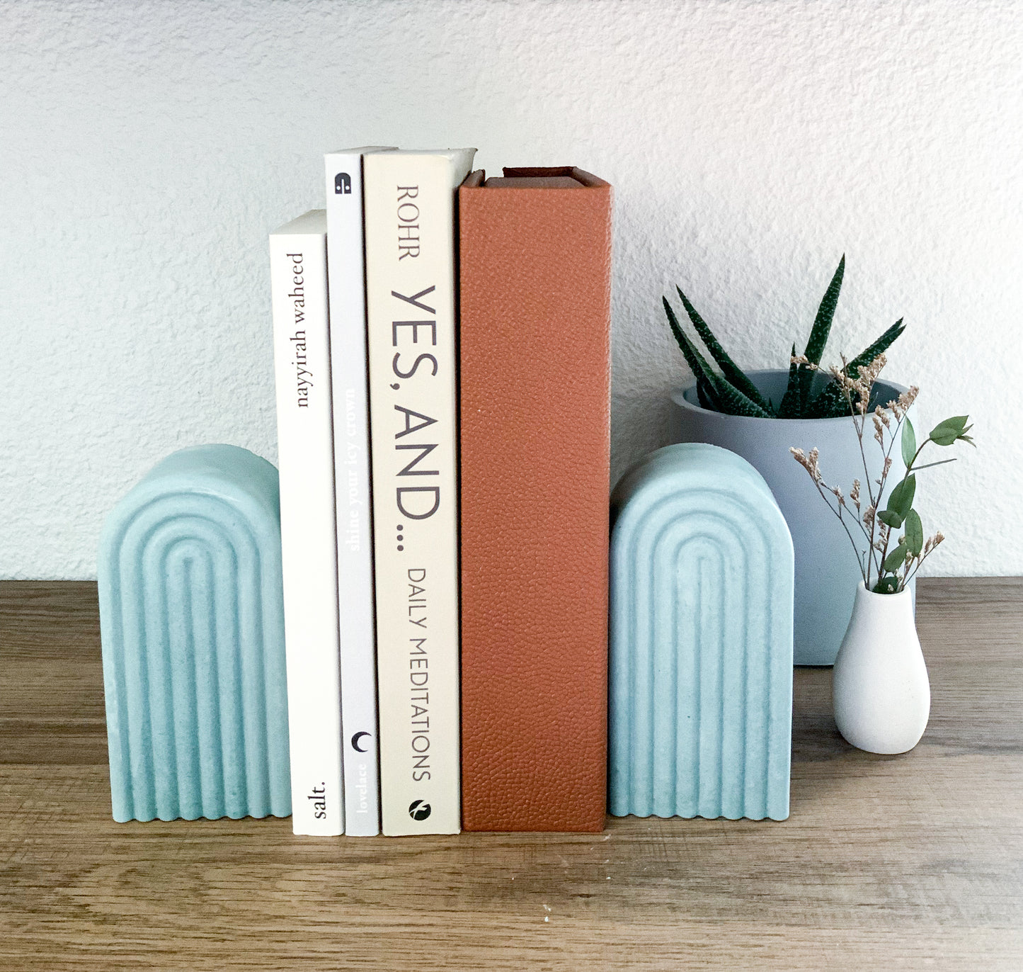 Colorful Cement Arch Bookend Set for Modern Homes and Minimalist Decor