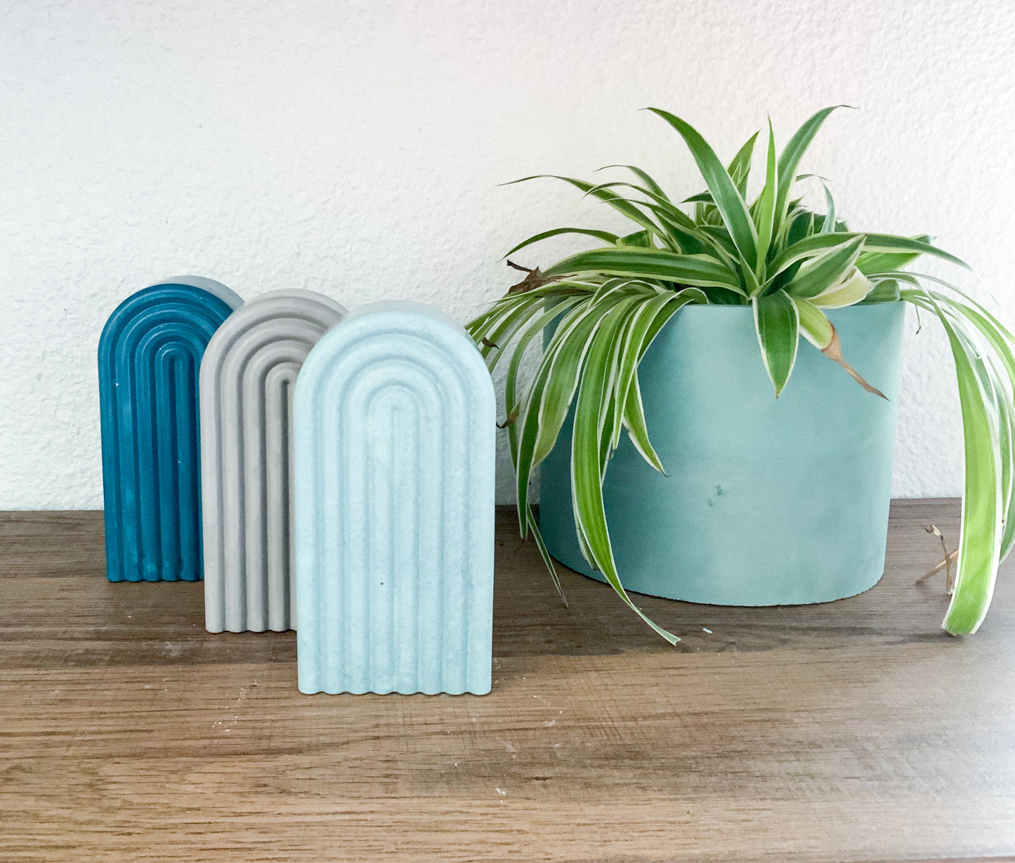 Colorful Cement Arch Bookend Set for Modern Homes and Minimalist Decor