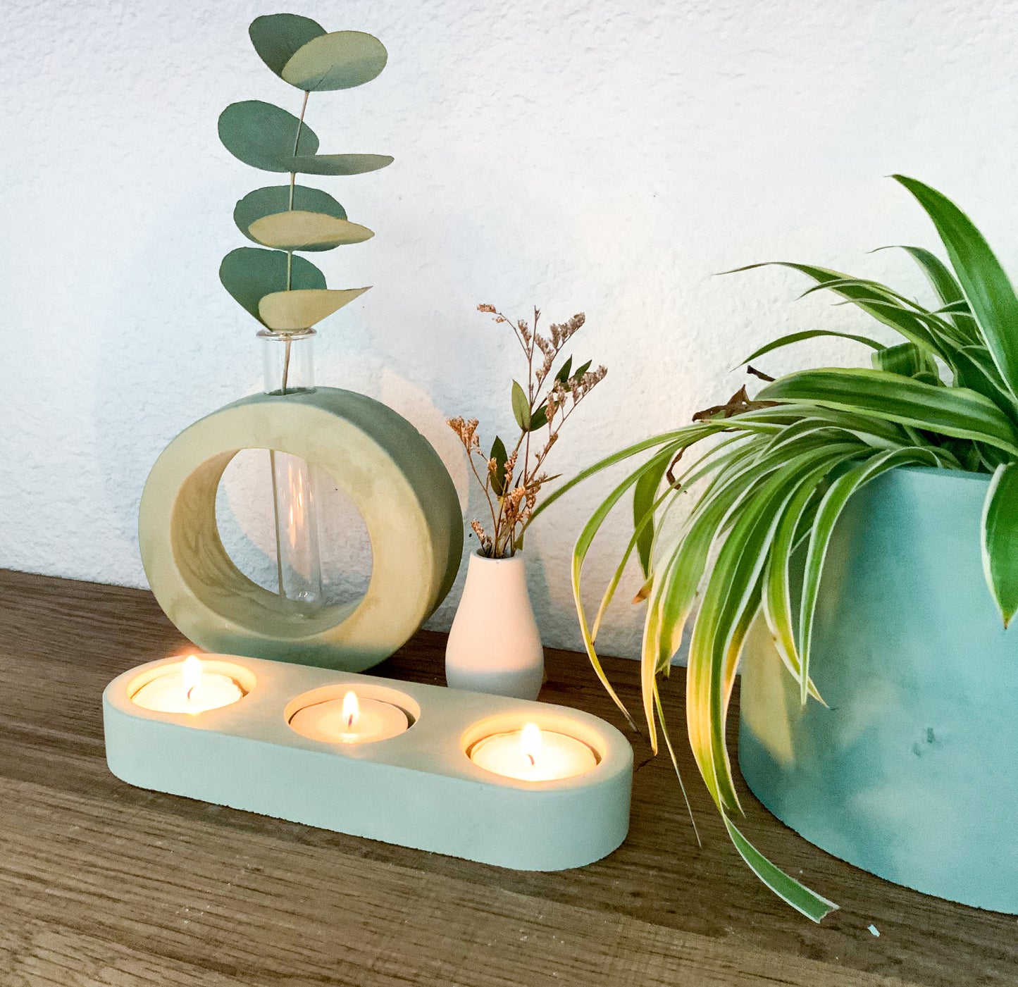 Handmade Concrete Tea Light Holders - Modern Colorful Cement Candle Decor - Set or Single Votive