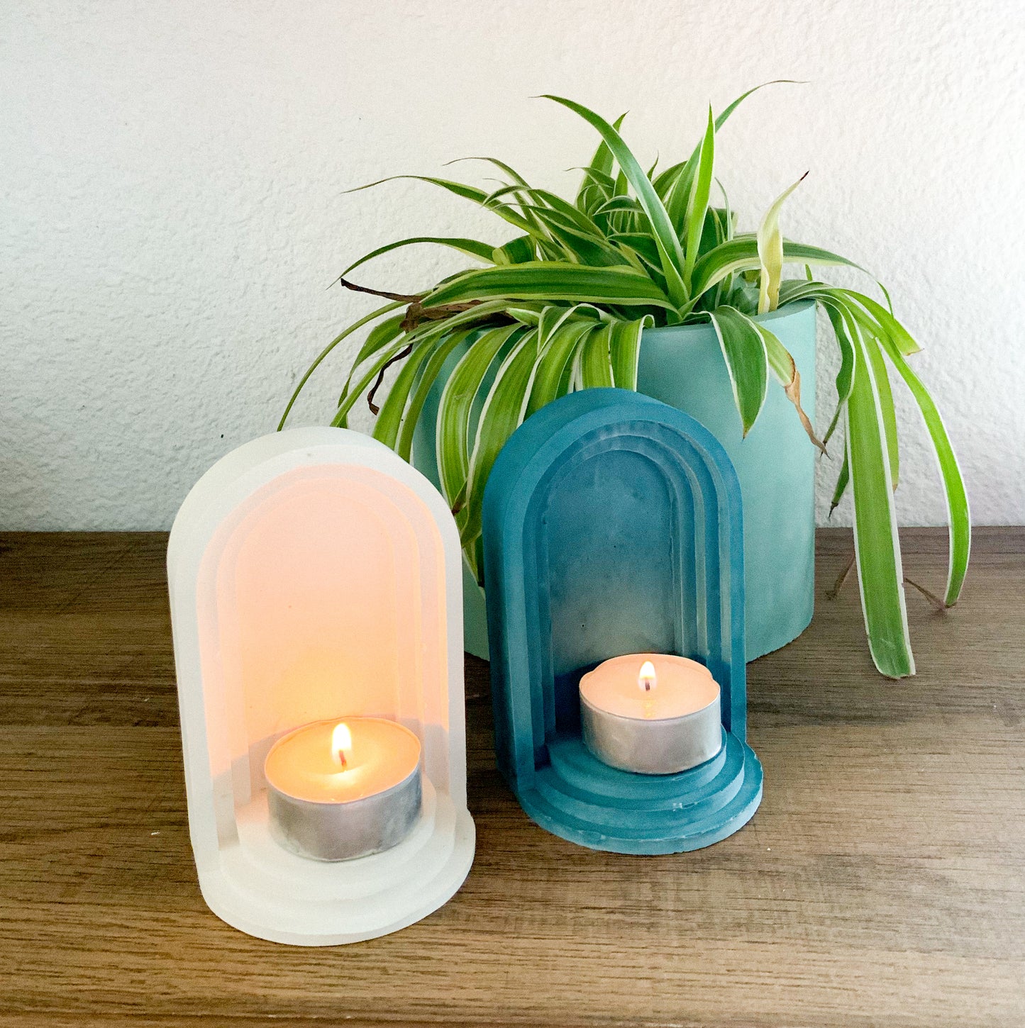 Arch Niche Tea Light Holder - Minimalist Gypsum Cement Wall Shelf