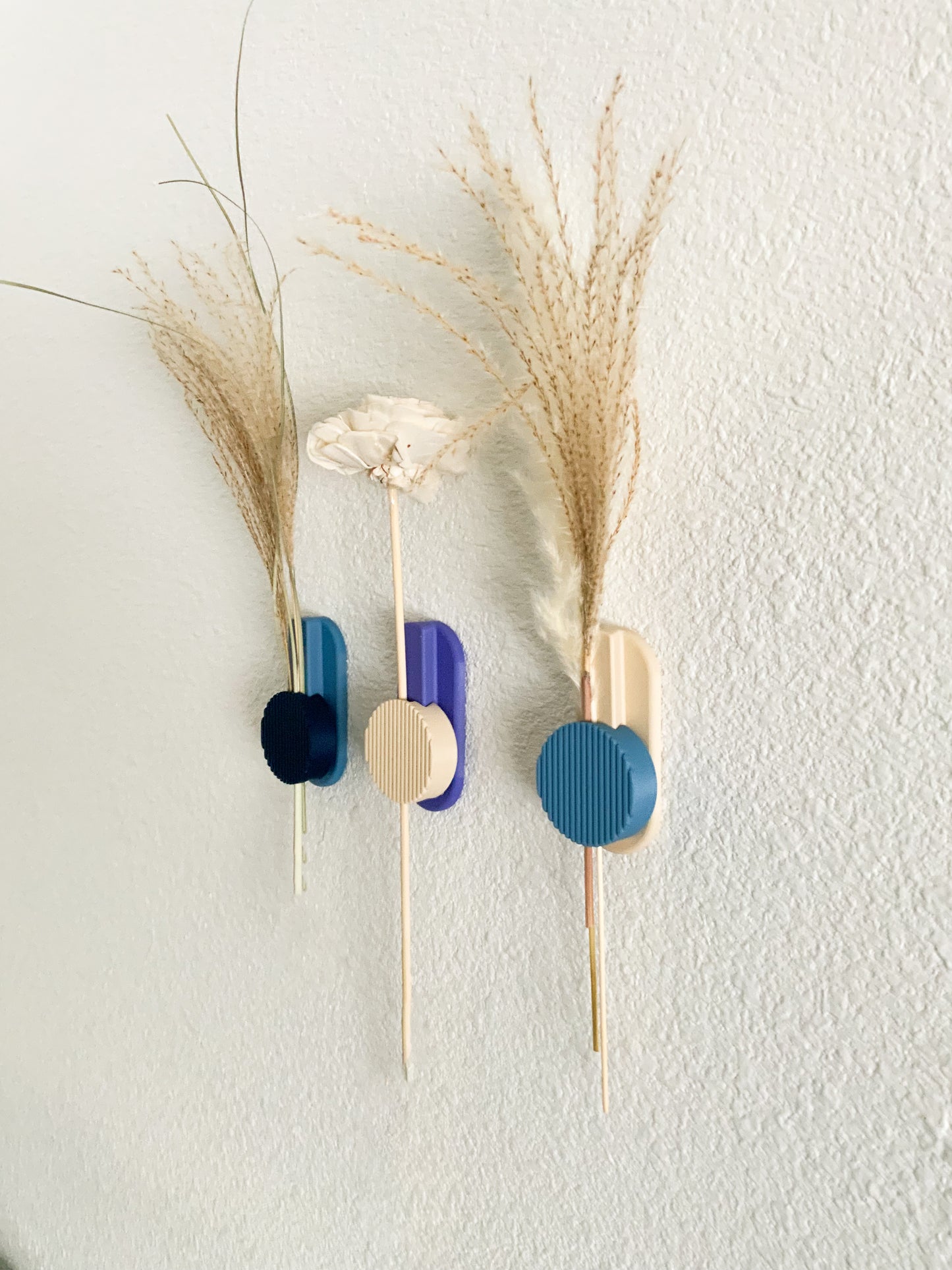 Fluted Wall Vase for Dried Flowers | Modern Sculptural 3D Printed Stem Decor | Anthropologie Style Minimalist Art