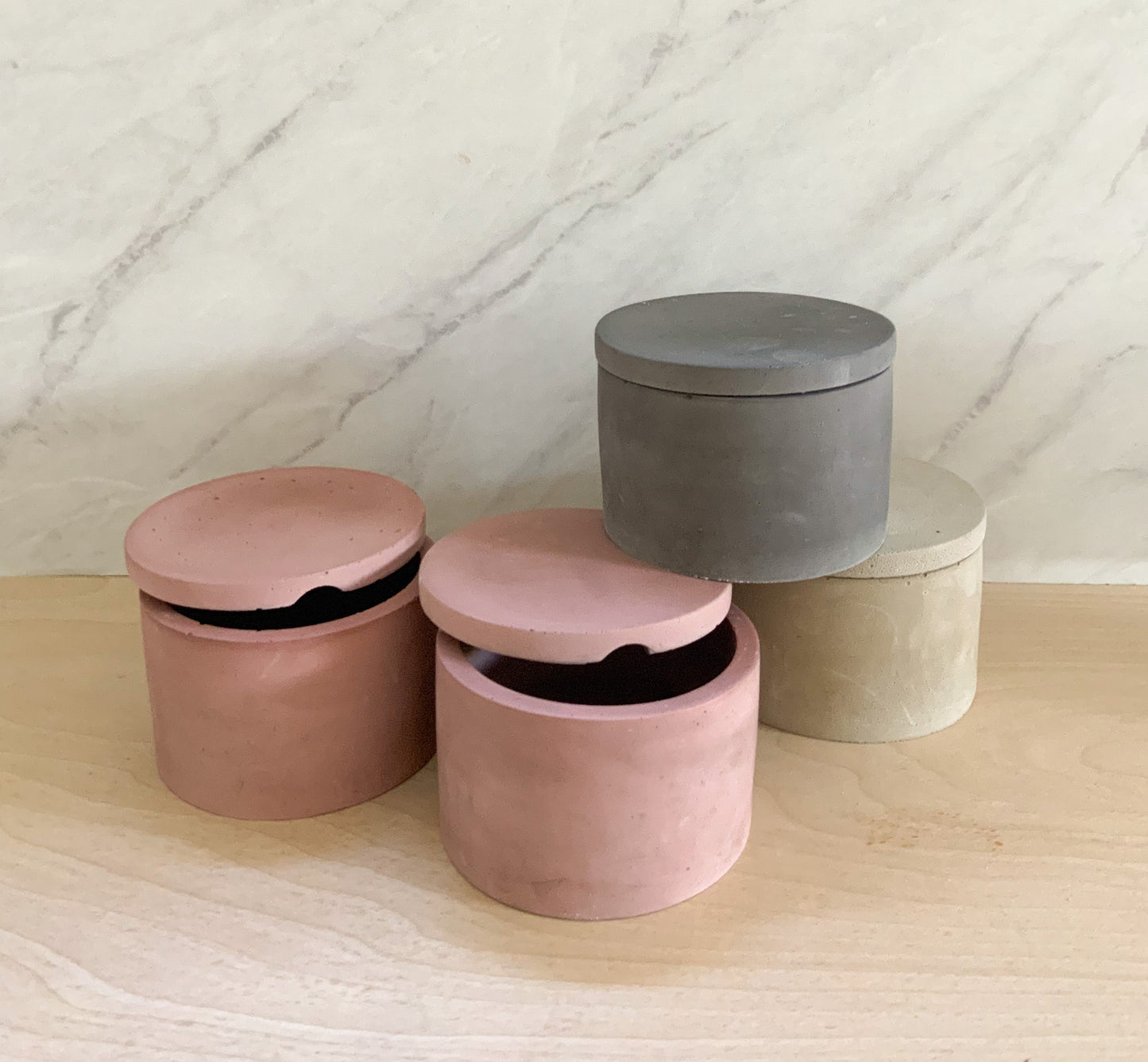 Large Salt Cellar - Modern Handmade Cement Pinch Pot, Kitchen Counter Salt Keeper & Spice Container