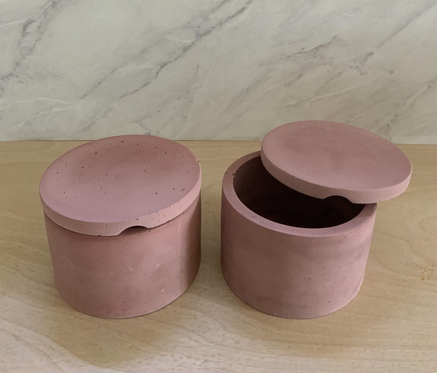 Large Salt Cellar - Modern Handmade Cement Pinch Pot, Kitchen Counter Salt Keeper & Spice Container