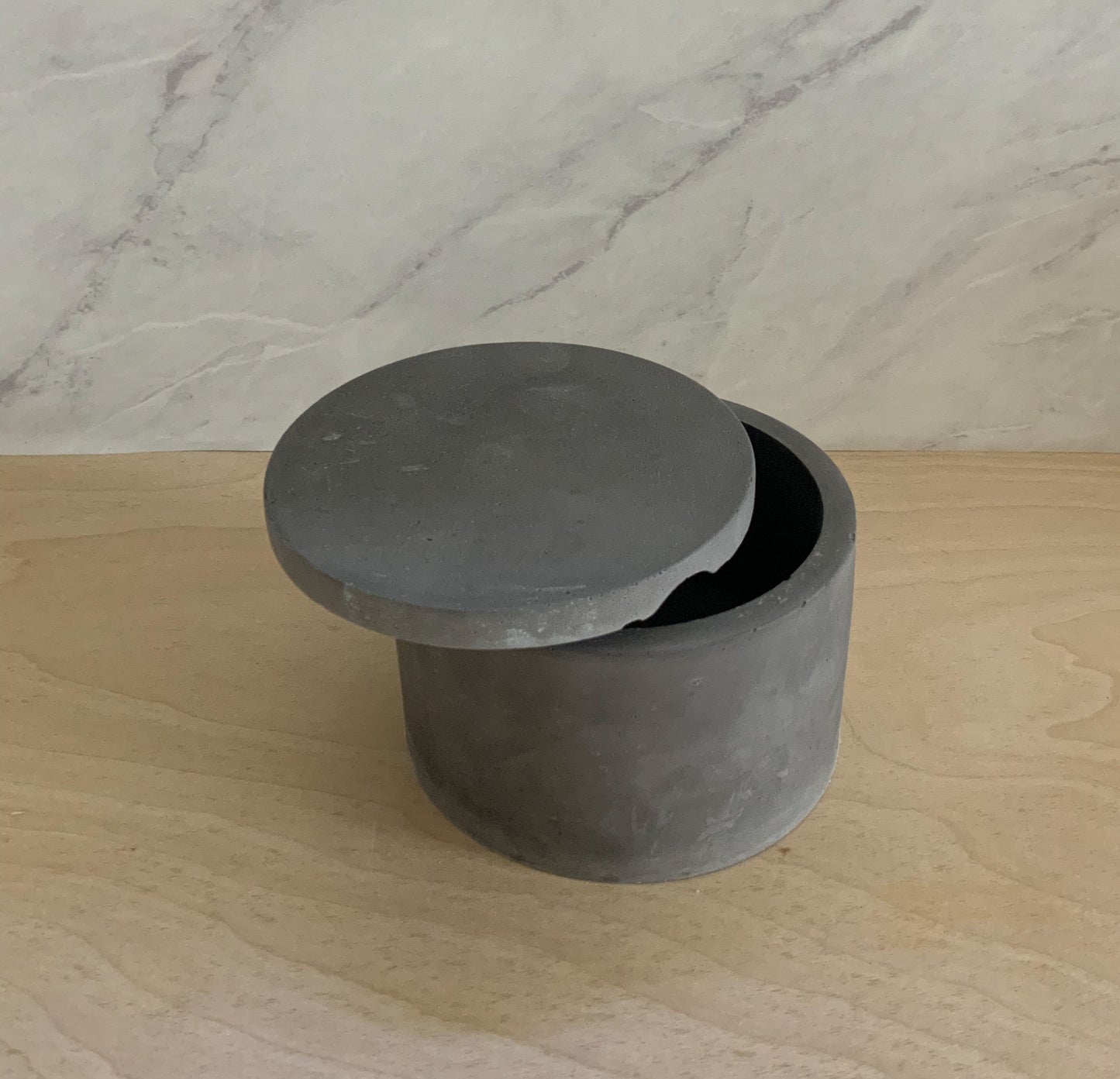 Large Salt Cellar - Modern Handmade Cement Pinch Pot, Kitchen Counter Salt Keeper & Spice Container