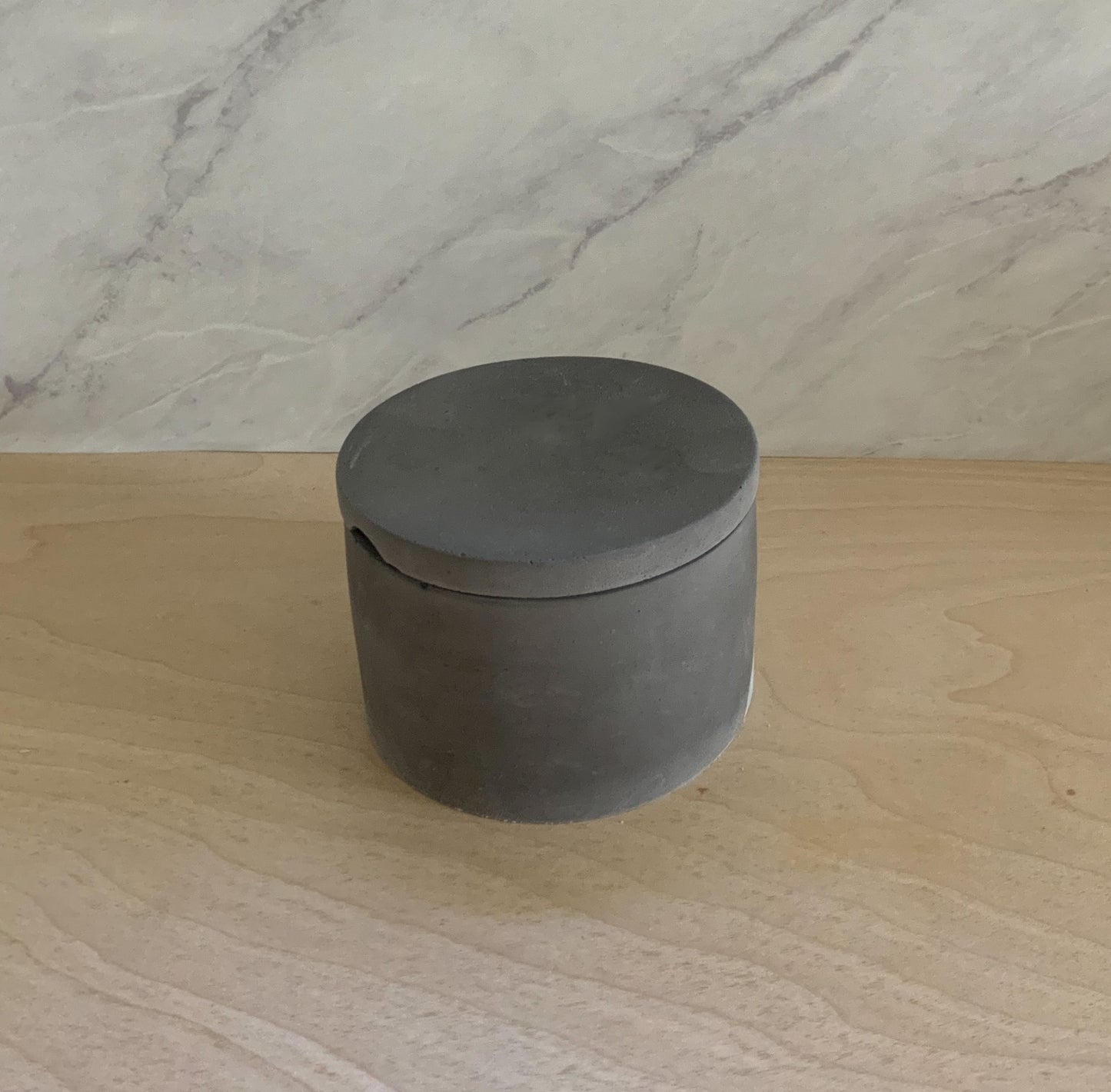 Large Salt Cellar - Modern Handmade Cement Pinch Pot, Kitchen Counter Salt Keeper & Spice Container