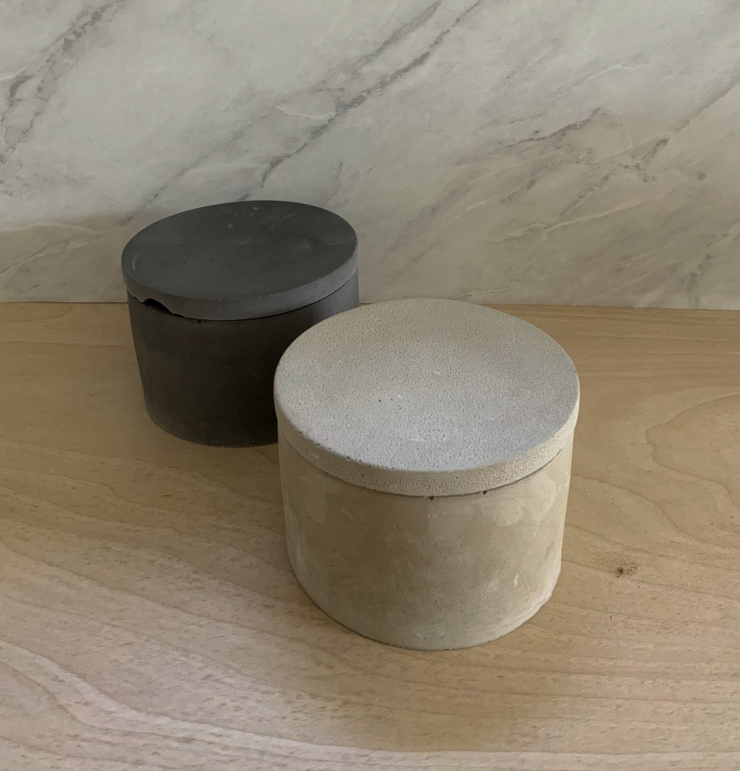 Large Salt Cellar - Modern Handmade Cement Pinch Pot, Kitchen Counter Salt Keeper & Spice Container