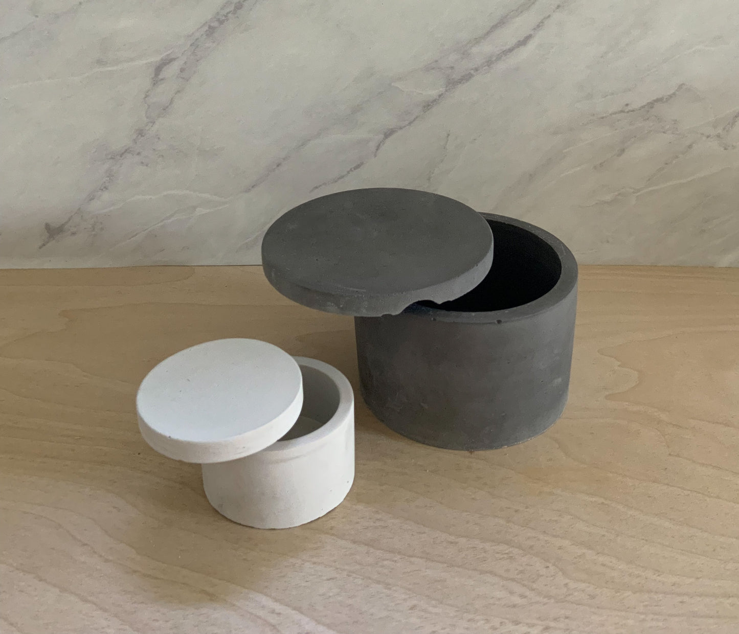 Large Salt Cellar - Modern Handmade Cement Pinch Pot, Kitchen Counter Salt Keeper & Spice Container
