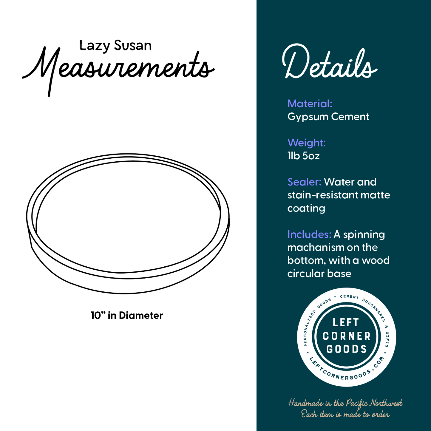 10-inch Concrete Lazy Susan: Kitchen, Bathroom & Home Organization