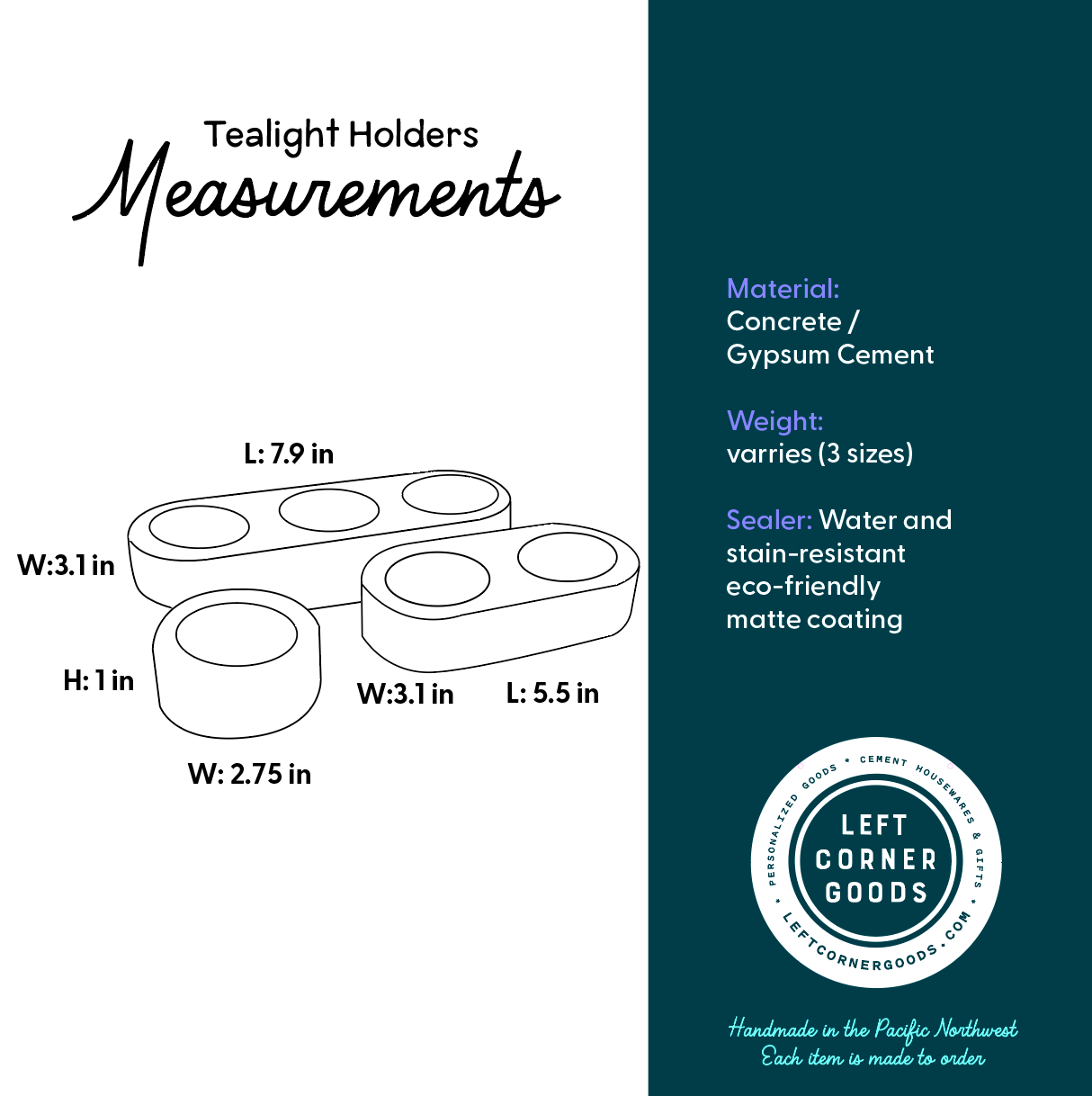 Handmade Concrete Tea Light Holders - Modern Colorful Cement Candle Decor - Set or Single Votive