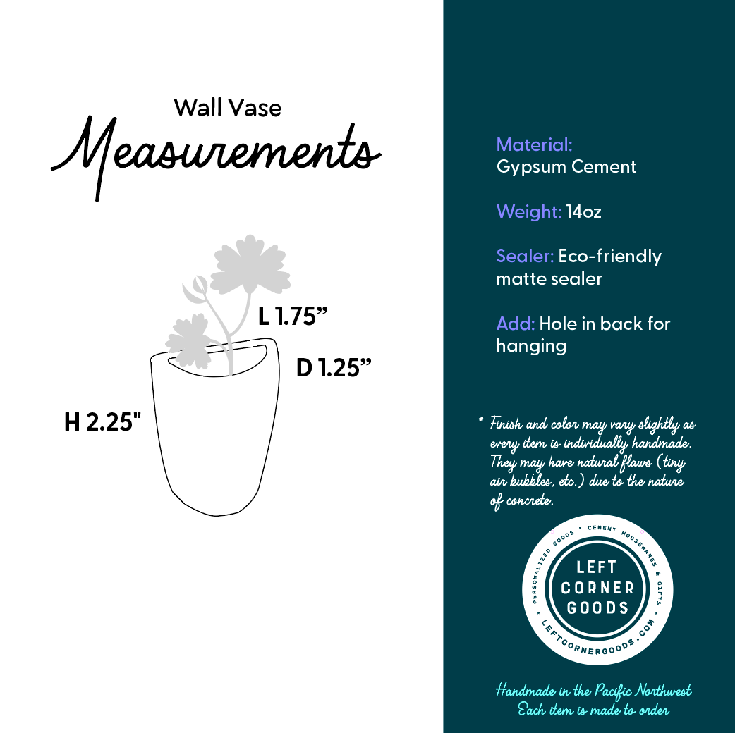 Terrazzo Concrete Wall Vase - Modern Hanging Bud Planter for Dried Flowers - Minimalist Gallery Decor Accent