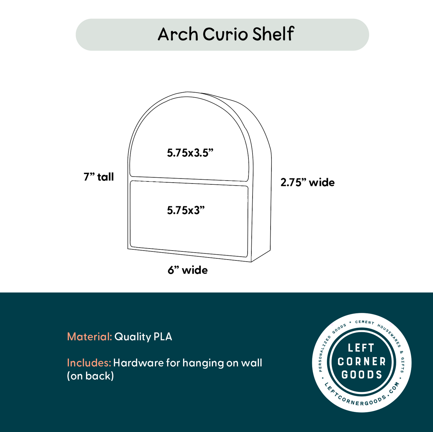 Arch Display Shelf | Floating Curio Shelf | 3D Printed Modern Home Accent