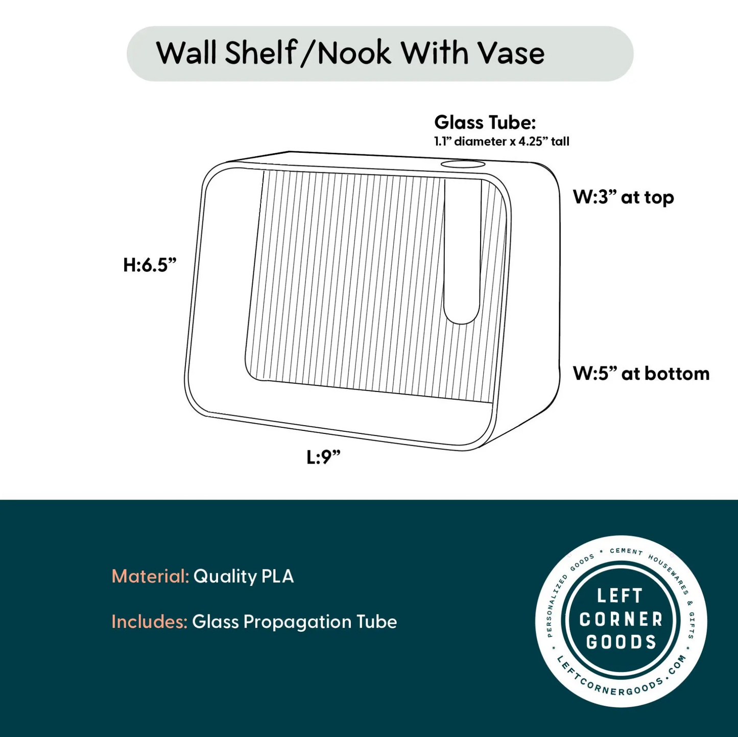 Wall Shelf with Propagation Tube | Fluted 3D Printed Shelf |  Entry Way Organization
