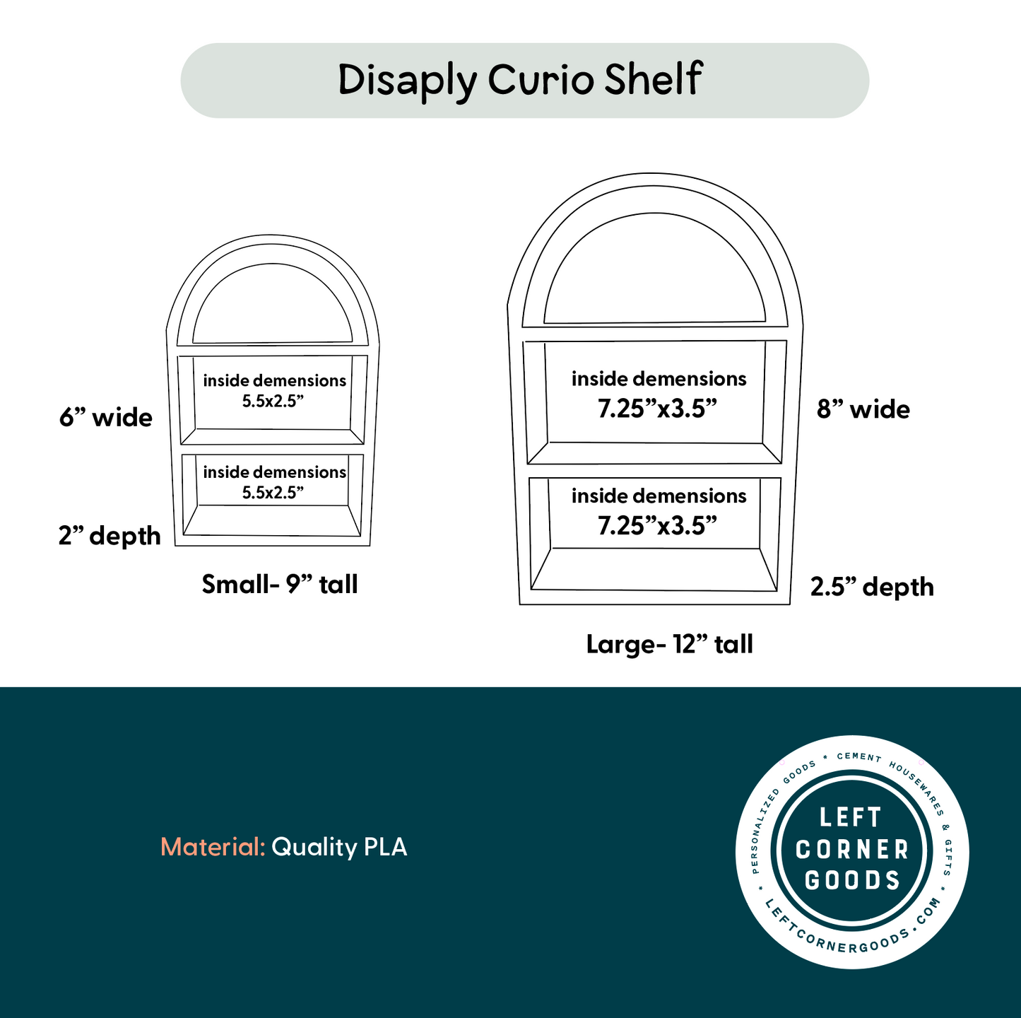 Arch Wall Shelf for Mini Figures, 3D Printed Collectible Shelf