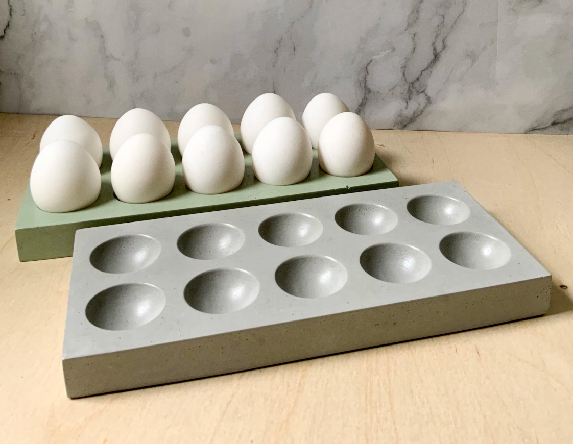 Egg Holder- Colorful Modern Concrete 10-Slot Egg Organizer