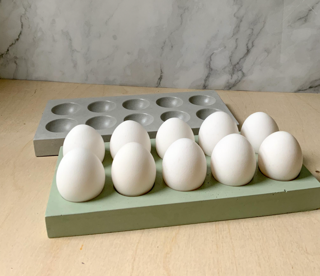 Egg Holder- Colorful Modern Concrete 10-Slot Egg Organizer