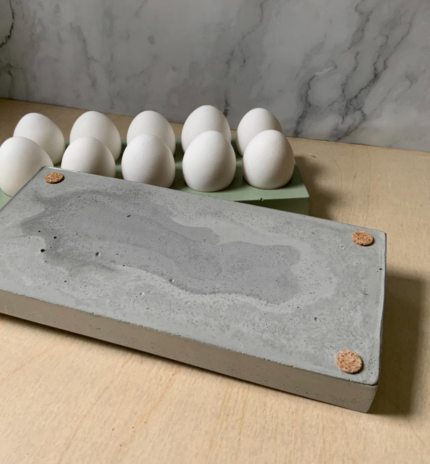 Egg Holder- Colorful Modern Concrete 10-Slot Egg Organizer