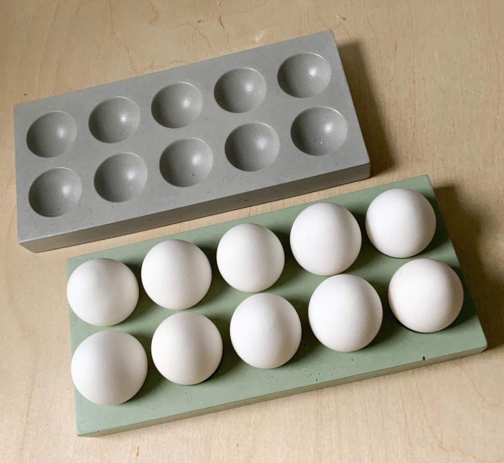 Egg Holder- Colorful Modern Concrete 10-Slot Egg Organizer