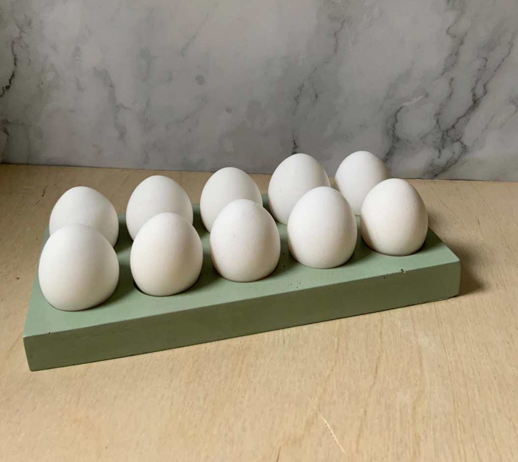 Egg Holder- Colorful Modern Concrete 10-Slot Egg Organizer