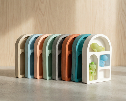 Minimalist Cement Arch Wall Smiski Display Shelf for Mini Figures, Modern Wall Decor