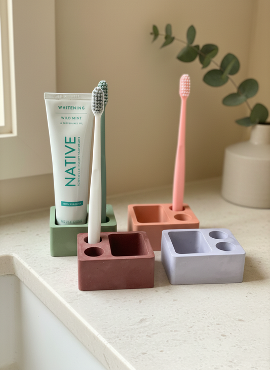 Modern Stone Bathroom Accessory block | Concrete Gypsum decor | Bathroom Organization