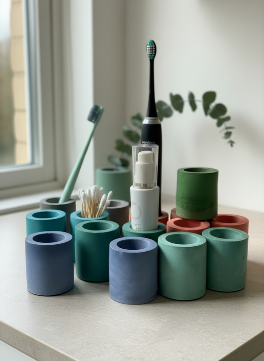 Toothbrush Holder | Modern Bathroom Accessories | Single Cement Toothbrush Stand | Razor Stand