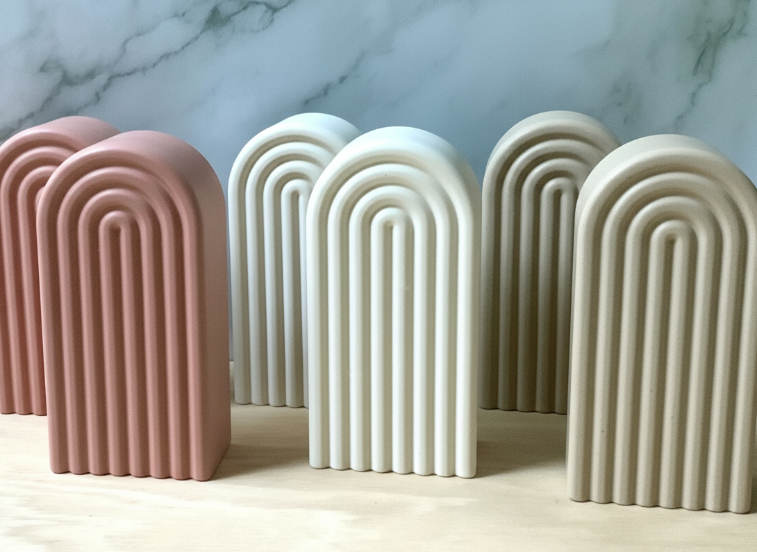 Colorful Cement Arch Bookend Set for Modern Homes and Minimalist Decor