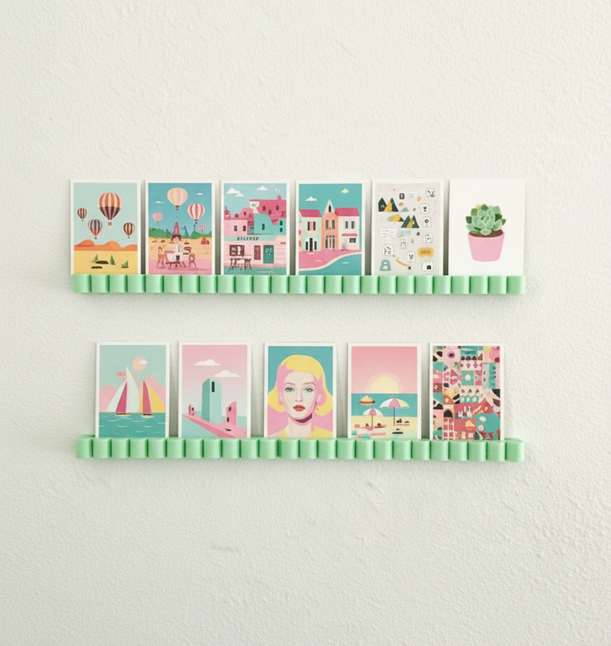 Fluted Picture Ledge - Scalloped 3D Printed Wall Shelf - Modular Interlocking Gallery Rail for Modern Home Decor