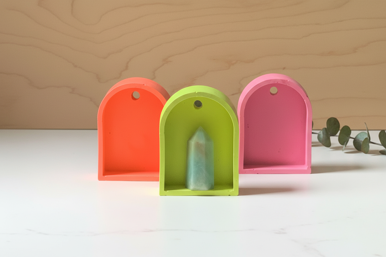 Neon Trinket shelf arch | Curio Nordic shelf | Modern wall decoration | Miniature storage | Arch shelf for wall