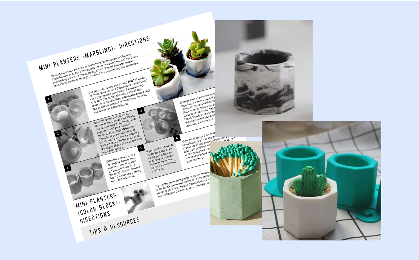 DIY Marble Cement Planter Kit: Modern Concrete Pots