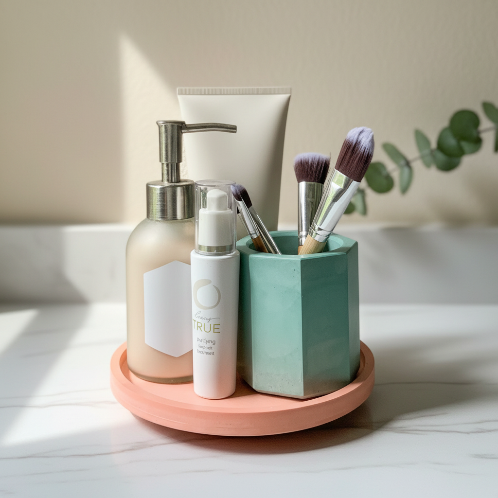 Lazy Susan Turntable round 7" | Cement home decor | Circular Tray for kitchen